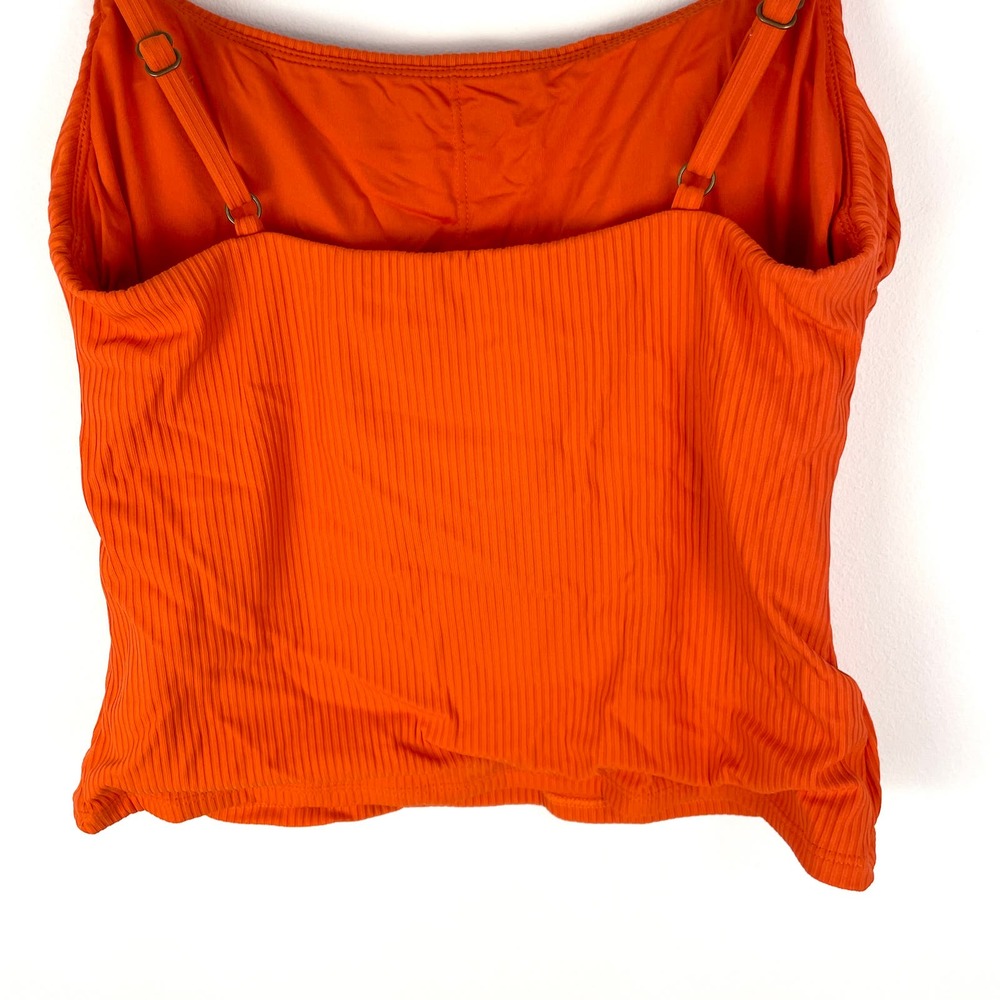 Andie The Longline Tank Tankini In Ribbed Siren Orange Size Small New - Picture 8 of 10